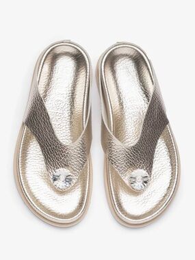 Pedro Garcia Metallic Gold Jeweled Thong Sandals